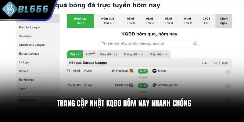 Trang cập nhật KQBĐ hôm nay nhanh chóng
